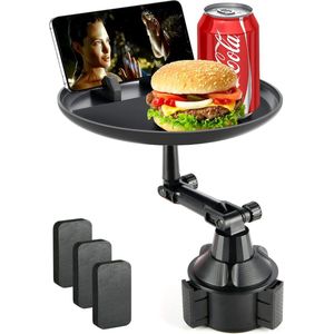 Car Drink Holder Tray, Car Tray Table om te eten met mobiele telefoonsleuf, Universele verstelbare 360° draagbare draaibare trayhouder, Car Cup Holder voor voertuig Food Tray