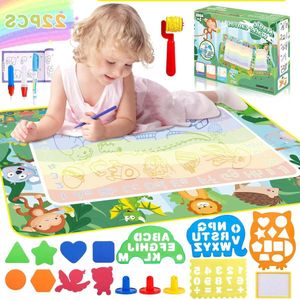 Magic Water Drawing Mat for Children 1 2 3 Years 120 x 90 cm - Reusable Educational Toy - Painting Tool Set - Dirt-Repellent - Boys and Girls