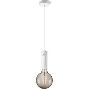Home Sweet Home hanglamp Marmer Saga Spiraal - hanglamp inclusief LED lamp G125 dubbele spiraal - dimbaar - pendel lengte 100 cm - inclusief E27 LED lamp - rook