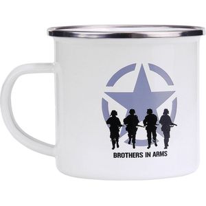 Emaille beker soldaten wit - Brothers in Arms