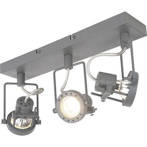 QAZQA suplux - Industriele Plafondspot | Spotje | Opbouwspot - 3 lichts - L 360 mm - Donkergrijs - Industrieel - Woonkamer | Slaapkamer | Keuken