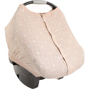 Little Unicorn - Premium 100% Katoen Baby Autostoel Zonnekap - stille magneetsluiting - luchtdoorlatend hoes - maxicosi zonnescherm - Taupe Cross