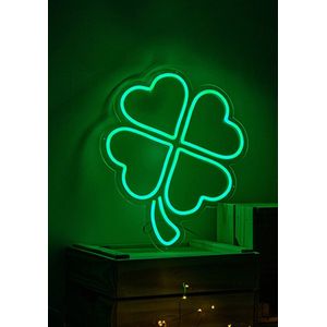 OHNO Neon Verlichting Clover - Neon Lamp - Wandlamp - Decoratie - Led - Verlichting - Lamp - Nachtlampje - Mancave - Neon Party - Kamer decoratie aesthetic - Wandecoratie woonkamer - Wandlamp binnen - Lampen - Neon - Led Verlichting - Groen