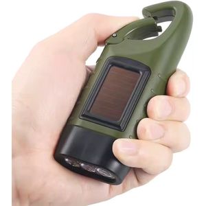 Prepper Basis | Opwindbare 3-LED Zaklamp | Opwindbaar met Hand | Hand Crank Dynamo | Knijpkat | Solar Paneel | Oplaadbare Ni-MH Batterij | IP44 Waterdicht | Camping | Stroomuitval | Noodsituaties | Outdoor | Meenemen | Onderweg | Preppen | Groen