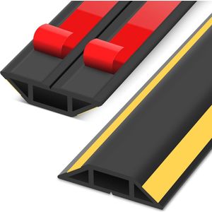 Kabelbeschermer voor buiten - 1,9 m zelfklevende vloerkabelhoes voor bescherming van kabels in kantoor, fabrieken en garages