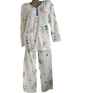FINE WOMAN® 2302 Gevoerde Pyjama XL 40-42 wit/groen