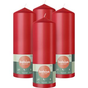 Bolsius - Gladde Stompkaarsen - 20cm - 4 stuks - Rood