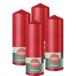 Bolsius - Gladde Stompkaarsen - 20cm - 4 stuks - Rood