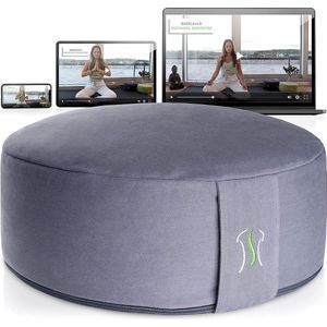 BACKLAxx® Overtrek meditatiekussen met boekweitvulling yogakussen - zithoogte 15 cm en zitbreedte 35 cm yoga zitkussen