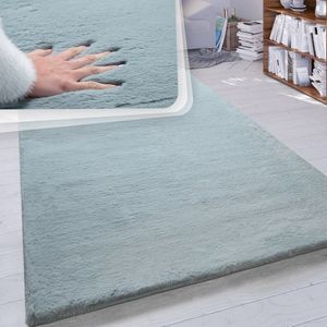 Paco Home Hoogpolig vloerkleed woonkamer kunstvacht superzacht effen in versch. afmetingen en kleuren 150x170 cm Oval