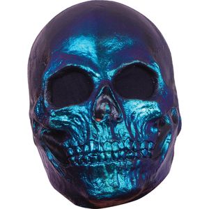 Partychimp Angstaanjagend Gezichtsmasker Skull Schedel Skelet Metallic Blauw Halloween Masker voor bij Halloween Kostuum Volwassenen - Latex