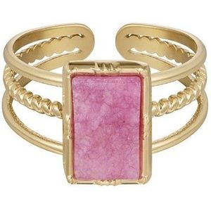 Ring - Yehwang - Goud - Roze - Natuursteen - Verstelbaar - Stainless steel sieraden