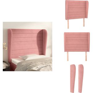 vidaXL Hoofdbord - Hoofdborden - Hoofdeinde - Houten Hoofdbord - Hoofdbord met randen 103x23x118/128 cm fluweel roze