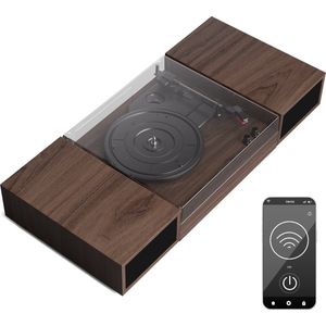 Auna TT-Play 2X10W - Platenspeler - Pick-Up - 3 Toerentallen - Bluetooth - Donker hout