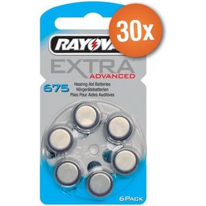 Voordeelpak Rayovac gehoorapparaat batterijen - Type 675 (blauw) - 30 x 6 stuks + gratis batterijtester