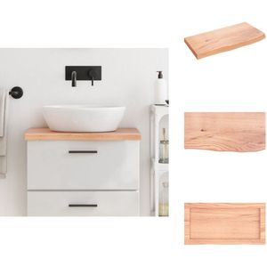 vidaXL Wastafelblad - Wastafelbladen - Blad Voor Wastafel - Tafelblad - Wastafelblad 60x30x(2-4) cm behandeld massief hout lichtbruin