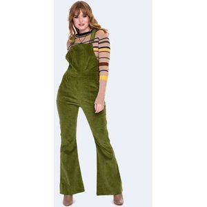 Voodoo Vixen - Corduroy Overall Style Jumpsuit - L - Olijfgroen