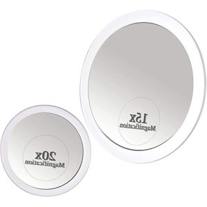 20X & 15X Vergrootspiegel Combo Set met 3 Stick On Zuignappen - Extreem Sterke X20 Zoom