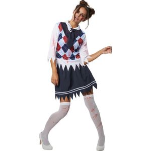dressforfun - Griezelig schoolmeisje M - verkleedkleding kostuum halloween verkleden feestkleding carnavalskleding carnaval feestkledij partykleding - 302226