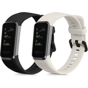 kwmobile 2x armband geschikt voor Huawei Band 4 - Bandjes voor fitnesstracker in zwart / wit