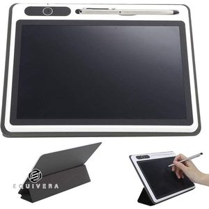 Equivera LCD Tekening Pad 9 Inch - Zakelijke Benodigdheden Digitaal Kladblok - Elektronisch Tablet Notebook - USB Hand Schilderen Tool - Zwart met Kunstlederen Hoes - Elektronisch Kladblok Digitaal notitieblok