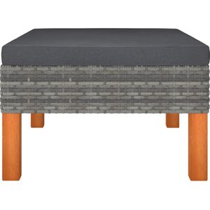 vidaXL Voetenbank van Poly Rattan en Eucalyptushout Voetenbank - Lounge Bank - Tuinset - Buitendecoratie - Relaxstoel