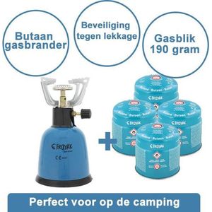 Compact en Lichtgewicht 1-Pits Camping Gasbrander met 4 gasblikken | Kookbrander | Campingkooktoestel | Campingkookgerei | Kooktoestel voor Gasfles | Kamperen | Outdoor gasblik