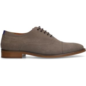 Manfield - Heren - Taupe suède veterschoenen - Maat 43