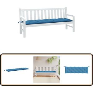 vidaXL Tuinbankkussen - 180x50x7 cm - GemÃªleerd Blauw Tuinbankkussen - Buitenkussen - Zitkussen - Balkondecoratie - Loungebekleding