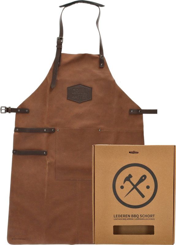 Old West BBQ Schort Barbecue Schort Leer - Cognac Bruin