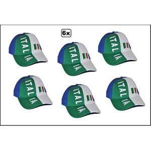 6x Luxe Baseball pet Italie - verstelbaar - Cap Italia EK Voetbal festival thema feest party evenement sport