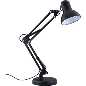 LED Bureaulamp - Maxozo Rety - E27 Fitting - Verstelbaar - Retro - Klassiek - Rond - Mat Zwart