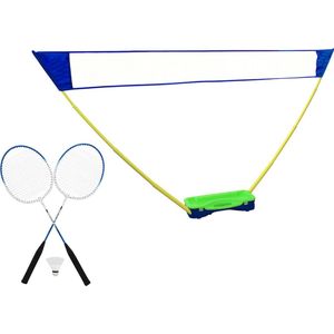 NordFalk badmintonset 7-delig - Badmintonnet 300x155 cm - Badmintonrackets (2x) - Shuttle (1x)