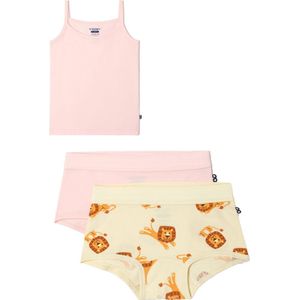 Woody ondergoed set meisjes - leeuw - roze - 1 hemd en 2 boxers - maat 116