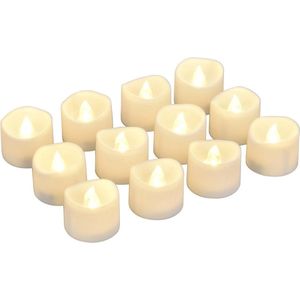 Gezellige LED-Kaarsen Vlamloze Theelichtjes Met Timer Automatische Modus 6 Uur Aan en 18 Uur Uit 32 x 36 cm - Warm Wit - 12 Stuks