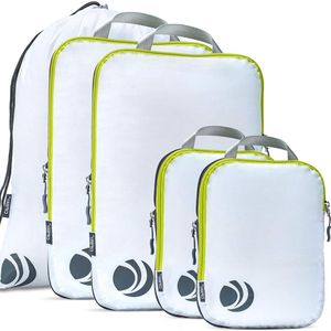 5 Set Compressie Verpakkingskubussen voor Reizen - Ultralight Verpakkingsorganisatoren voor Bagage - Wit koffer organizer