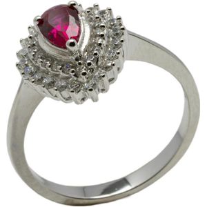 Ring - zilver - Zirkonia - Robijn zirkonia en witte zirkonia - verlinden juwelier