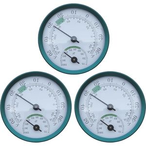Analoge thermometer hygrometer 2-in-1 met comfortzones voor binnen - Set van 3 mini-thermo-hygrometers Ø 57 mm