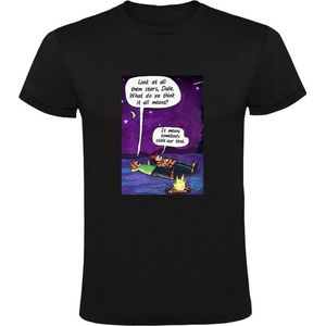 Kijk naar de sterren Heren T-shirt - camping - kamperen - dief - tent - grappig