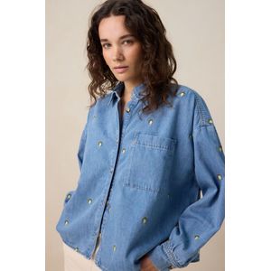 Sissy-Boy - Blauwe denim blouse met embroidery