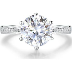 Sophia - 14k Witgouden Moissanite Verlovingsring met Pavé Zijstenen - 5 karaat