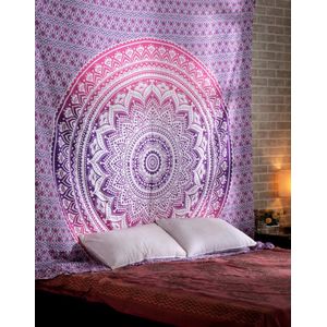 Wandkleed - Wandtapijten voor Slaapkamer Esthetische Wandtapijten Ombre Mandala Wandtapijten Cool Spirituele Trippy Wandtapijten Muur Opknoping Roze Wandtapijten (140x210)