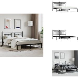 vidaXL Bedframe - Bedframes - Tweepersoonsbed - Bed - Bedframe met hoofdbord metaal zwart 183x213 cm