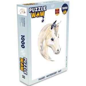 Puzzel Paard - Waterverf - Wit - Meisjes - Kinderen - Meiden - Legpuzzel - Puzzel 1000 stukjes volwassenen