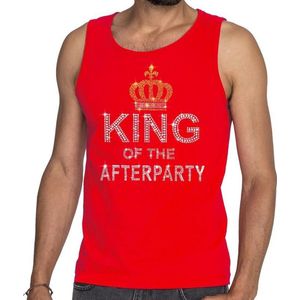 Toppers Rood King of the afterparty glitter steentjes singlet/ mouwloos shirt heren - Officiele Toppers in concert merchandise M