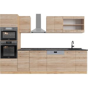Vicco R-Line Complete keukeneenheid – 300 cm met hoge kast, WB Antraciet Sonoma/Goudkraft eik met hoge kast, WB Antraciet