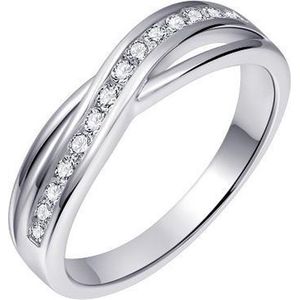 Schitterende Zilveren Dubbele Rand Ring Swarovski ® Zirkonia  17,75 mm. (maat 56) model 146