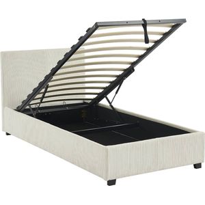 sweeek - Bed met lattenbodem en hoofdeinde, b 202 x d 97,5 x h 86cm, afwerking corduroy