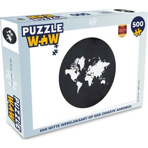 Puzzel Wereldkaart - Zwart Wit - Cirkel - Legpuzzel - Puzzel 500 stukjes