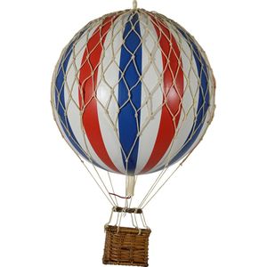 Authentic Models - Luchtballon Travels Light - Luchtballon decoratie - Kinderkamer decoratie - Rood Wit Blauw- Ø 18cm